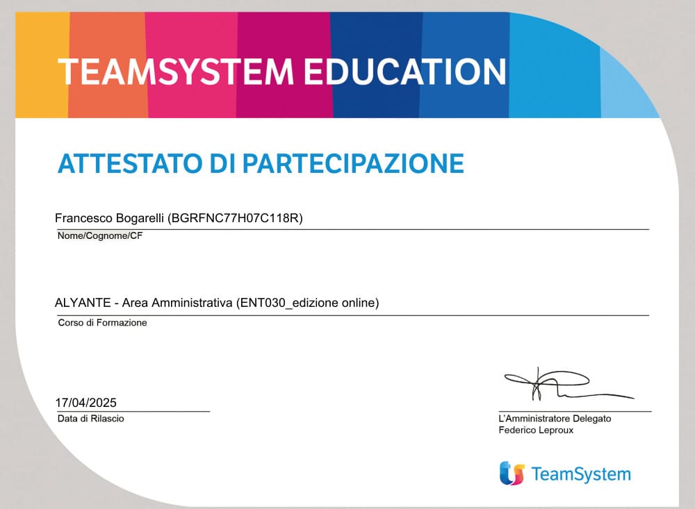 teamsystem attestato